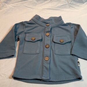 Rabbit + Bear - Organic cotton Blue Button-Up Baby Jacket/Sweater